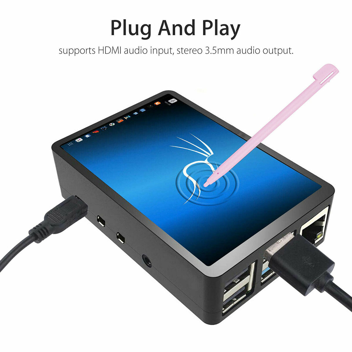 จอภาพระบบสัมผัส 3.5 นิ้ว 480x320 จุด Raspberry Pi LCD TFT Touch Screen Display สำหรับ Raspberry pi 4 B พร้อมปากกา Stylus และ Case สีดำ