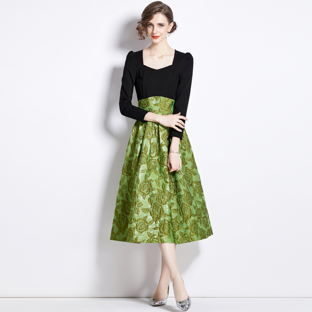 ชุดเดรสยาวสวยๆ ชุดเดรสยาวใส่สบาย ใส่ทำงาน มีขนาดS M L XL 2XL