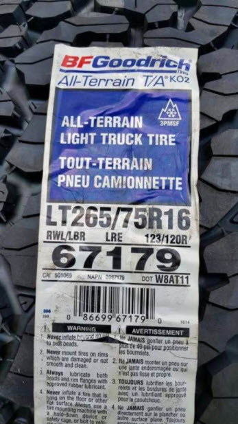 ยาง BF-KO2 265/75/R16 ปี17