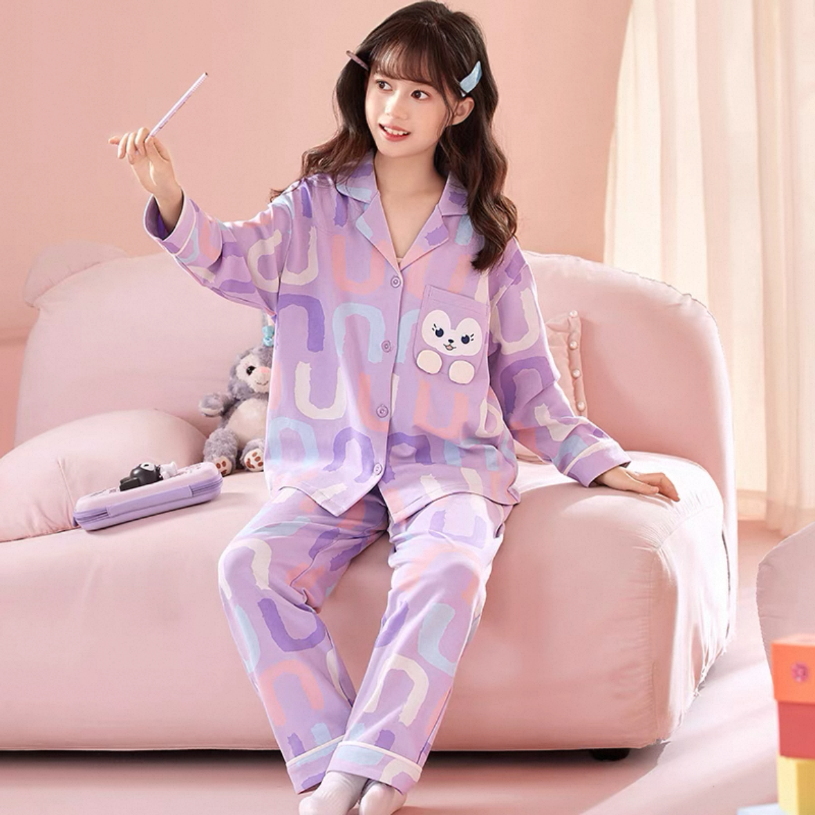 ชุดนอนเด็กหญิง พิมพ์ลาย แบบใหม่ Pre-order