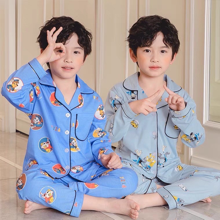 ชุดนอนเด็กเล็ก คอปก แขนยาว พรีออเดอร์