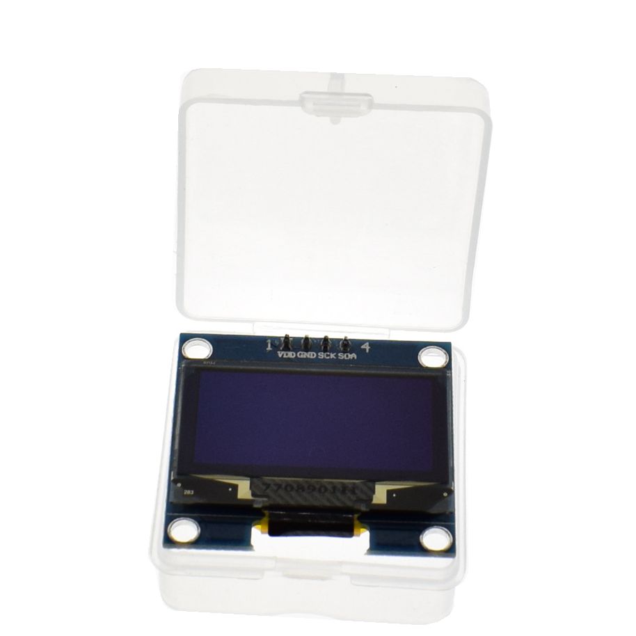 จอภาพ OLED ขนาด 1.3 นิ้ว สีฟ้าแก่ ความละเอียด 128X64 IIC I2C บรรจุอยู่ใน Protective Plastic Box อย่างดี