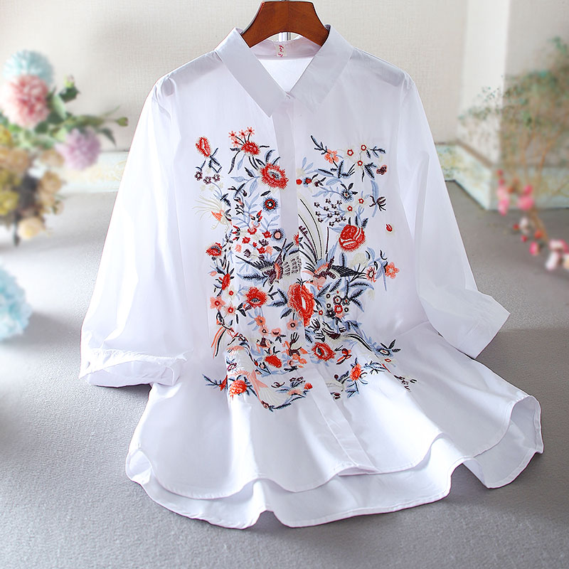 เสื้อลินิน เสื้อผ้าฝ้ายลินิน เสื้อเชิ้ตผ้าลินิน ปักลายสวยๆด้วยด้าย สไตล์VINTAGE