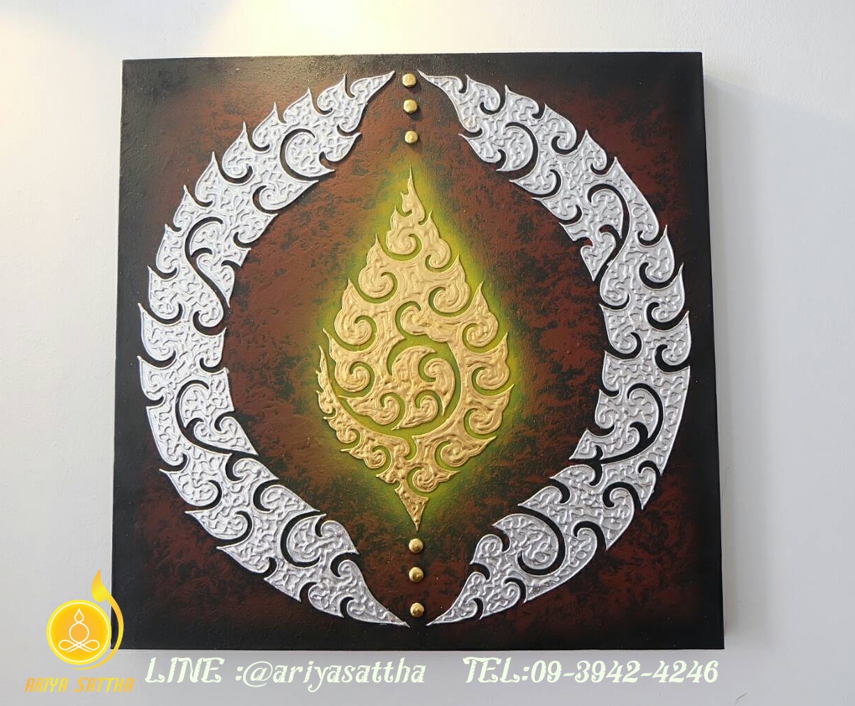 ภาพมงคล ดอกบัว เลข ๑ ขนาด 60x60 cm.ตกแต่งบ้าน ห้องพระ ของขวัญขึ้นบ้านใหม่ งาน handmade ภาพวาดปิดทองแต่งผนังบ้าน คอนโด