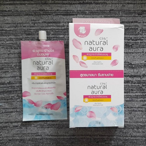 โอเลย์ เนเจอรัล ออร่า พิงค์คิช โกลว์ Olay Natural Aura Pinkish Glow Cream 7.5g x 6