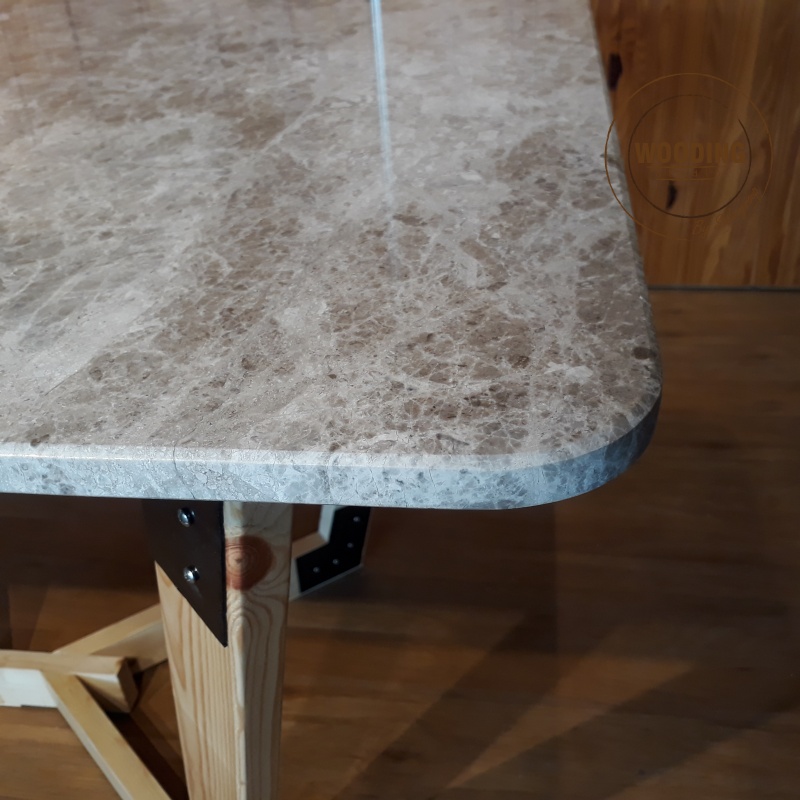 โต๊ะไม้หน้าท็อปหินอ่อน เอ็มโพราโด้เกรย์ (J015)