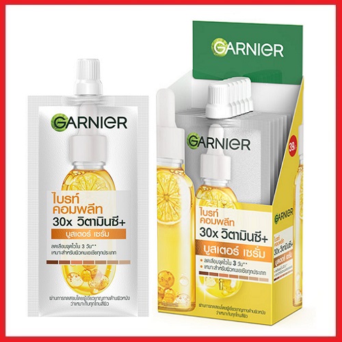 การ์นิเย่ ไบรท์ คอมพลีท บูสเตอร์ เซรั่ม Garnier ฺBright Complete Booster Serum 30x Vitamin C+ : 7.5ml x 6