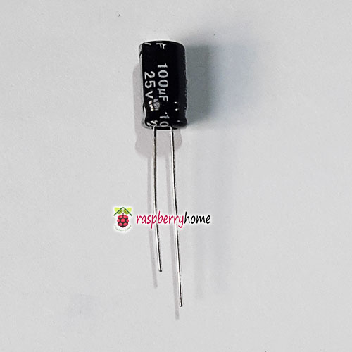 100 uF ไมโครฟาราด 25V คาปาซิเตอร์ Capacitor จำนวน 1 ตัว