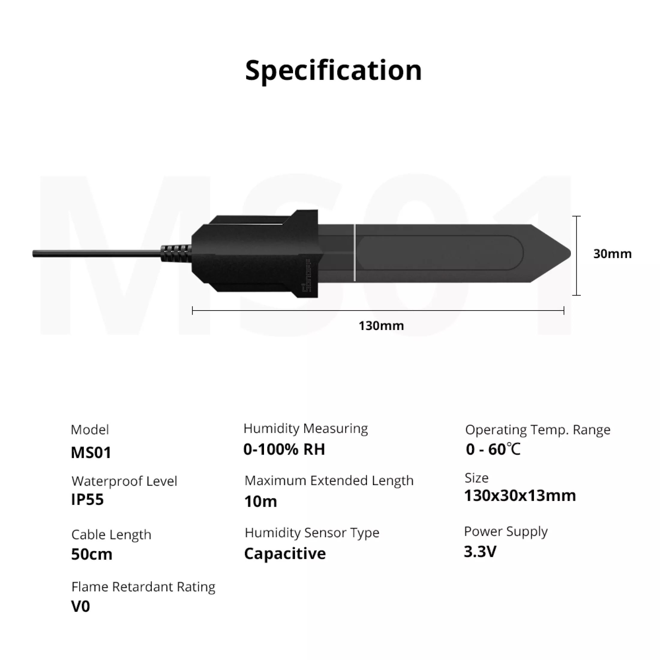 SONOFF MS01 เซ็นเซอร์ตรวจสอบความชื้นในดินอัจฉริยะสำหรับรดน้ำสวนทำงานกับ SONOFF TH10/TH16 ระบบรดน้ำ DIY