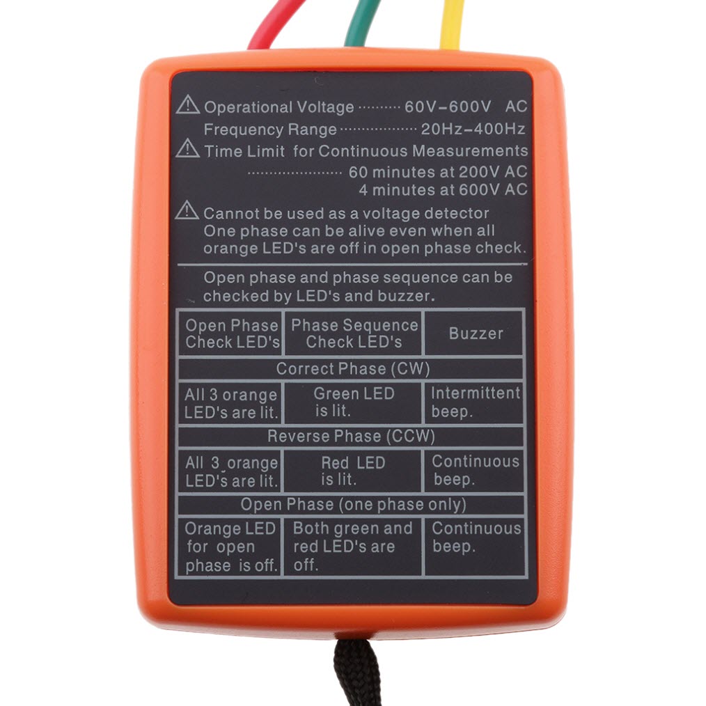 SM852B 3 Phase Rotation Sequence Indicator Meter Tester Detector 60V-600V เครื่องเช็คเฟสไฟฟ้า