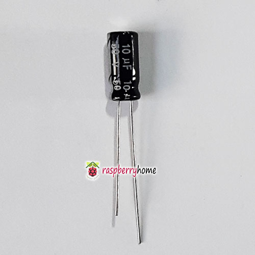 10 uF ไมโครฟาราด 50V คาปาซิเตอร์ Capacitor จำนวน 1 ตัว