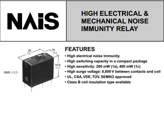 รีเลย์ 12 โวลต์ RELAY PANASONIC NAIS JQ1-12 12VDC