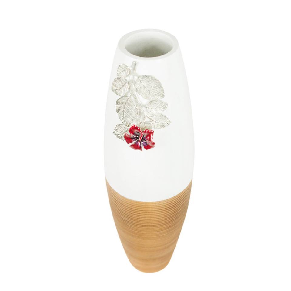 แจกันทรงเลขาคณิต ของขวัญ ของฝากที่ระลึก โดดเด่นด้วยดอกไม้สีแดง