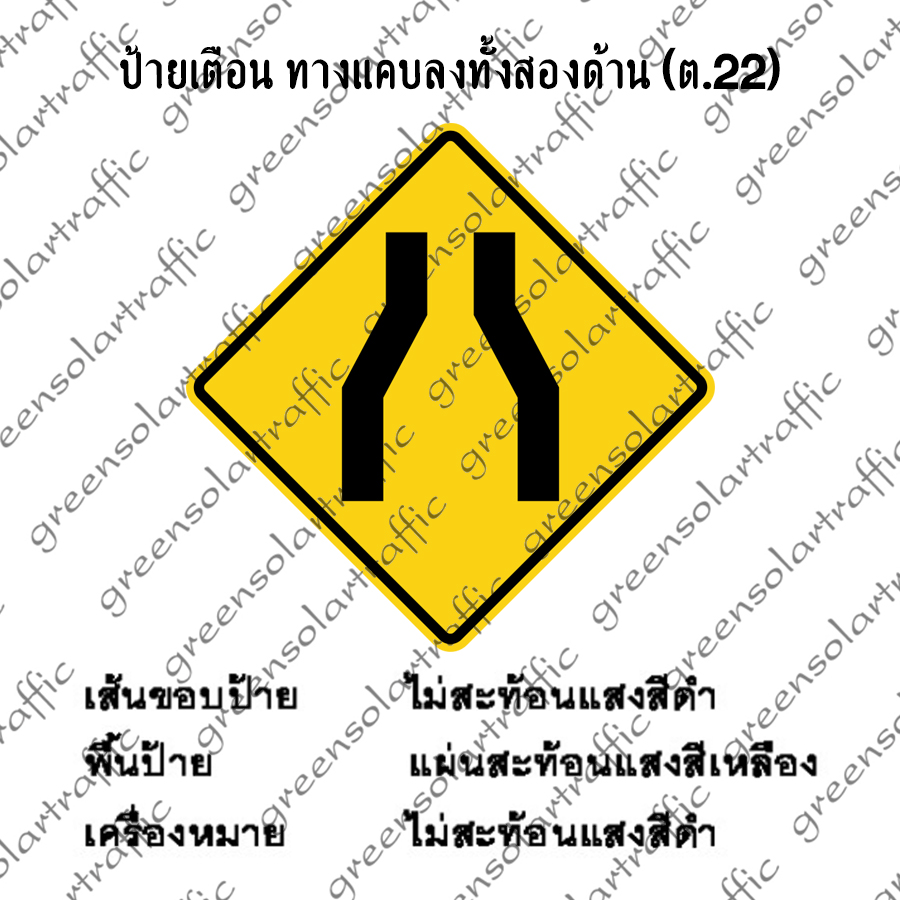ป้ายเตือน ทางแคบลงทั้งสองด้าน