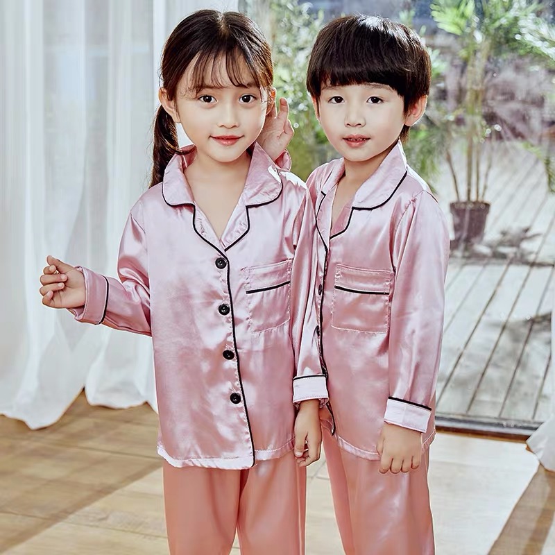 ชุดนอนเด็กแขนยาว-ขายาว งานซาติน