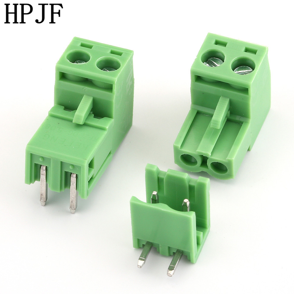 2 Pin Right Angle Line Terminal Plug Type 300V 15A 5.08mm Pitch Connector Pcb Screw Terminal Block