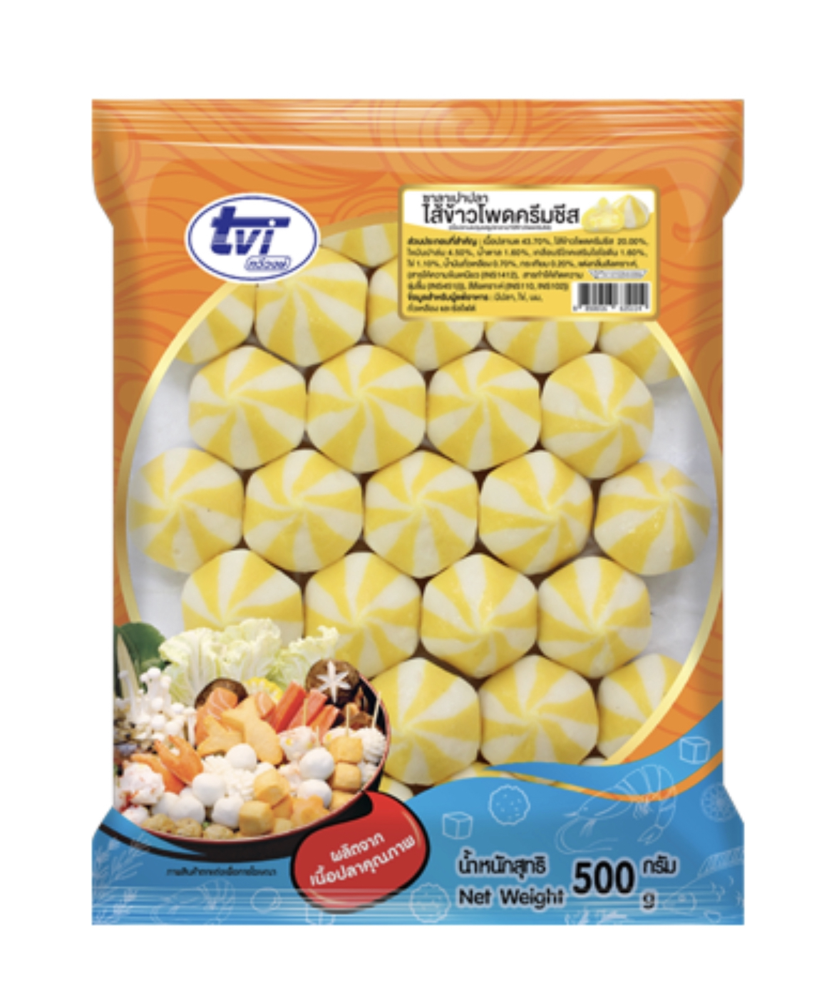 ซาลาเปาปลา ไส้ข้าวโพดครีมชีส ตรา TVI 500G/PACK