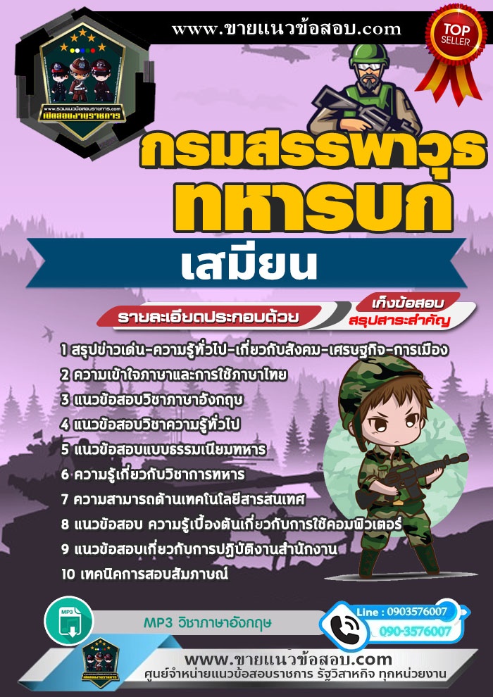 สรุปแนวข้อสอบเสมียน กรมสรรพาวุธทหารบก (ใหม่)