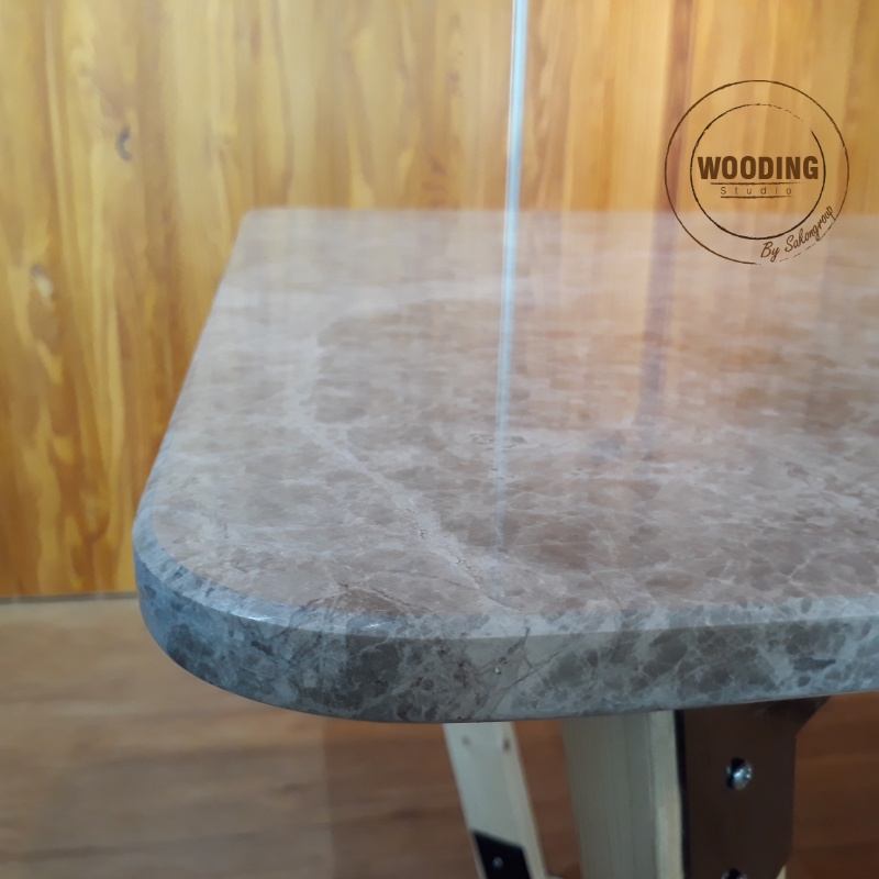 โต๊ะไม้หน้าท็อปหินอ่อน เอ็มโพราโด้เกรย์ (J015)