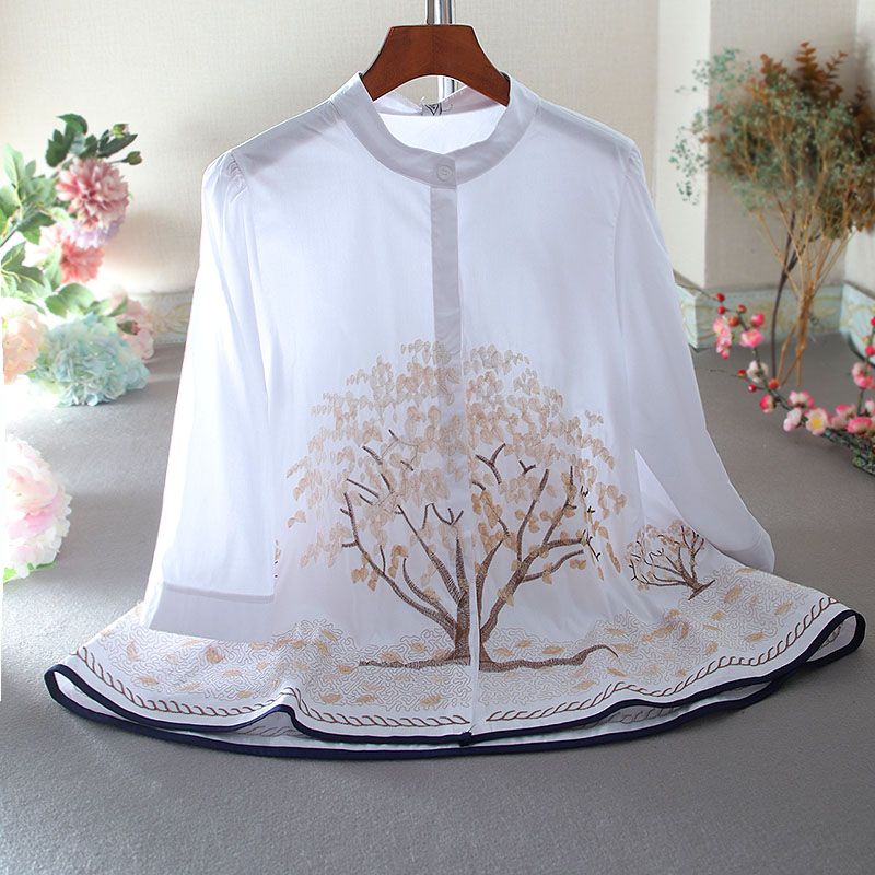 เสื้อลินิน เสื้อผ้าฝ้ายลินิน เสื้อเชิ้ตผ้าลินิน ปักลายสวยๆด้วยด้าย สไตล์VINTAGE