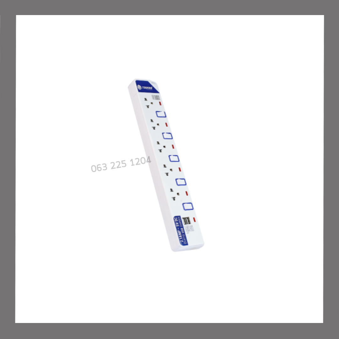 รางปลั๊กไฟToshino 5ช่อง5สวิตซ์ 2USB ยาว3เมตร ET-915USB
