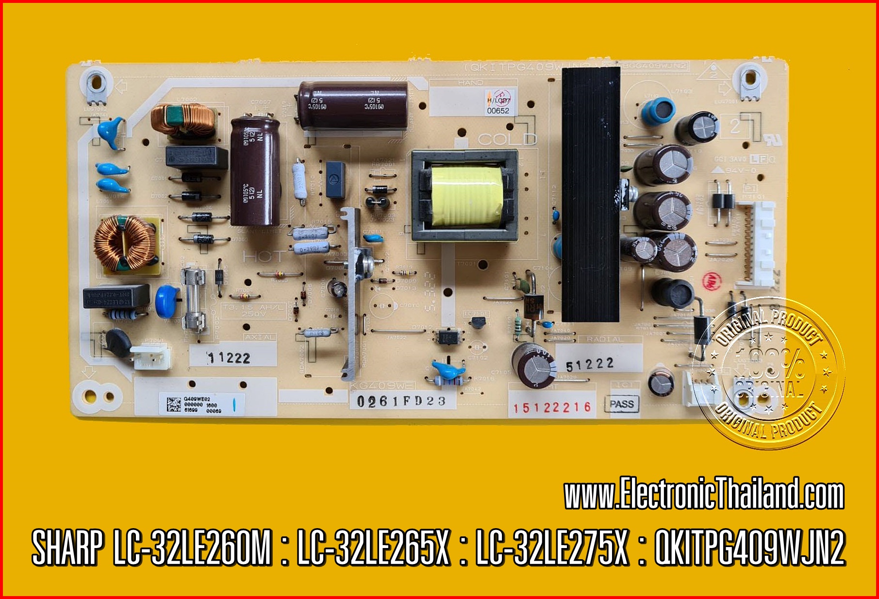 POWER SUPPLY SHARP LC-32LE260M :LC-32LE265X : LC-32LE275X : QKITPG409WJN2