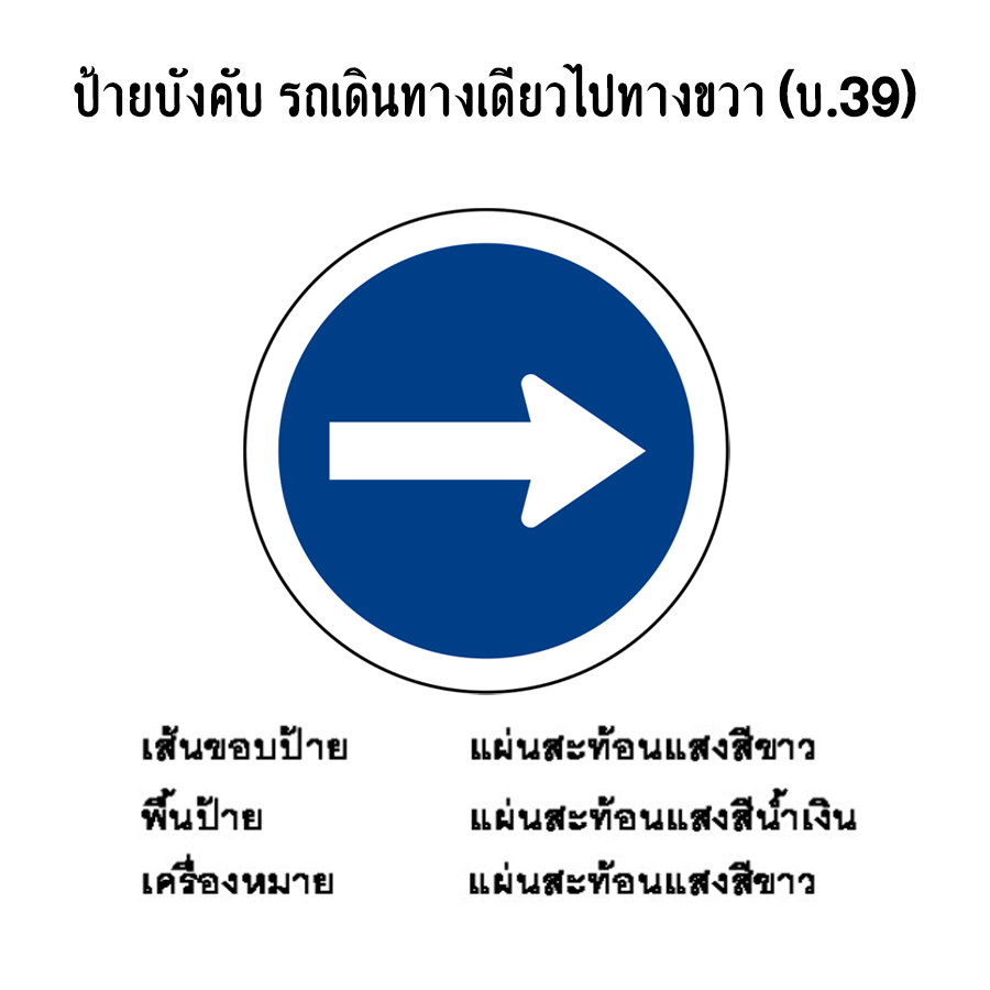 ป้ายบังคับ รถเดินทางเดียวไปทางขวา