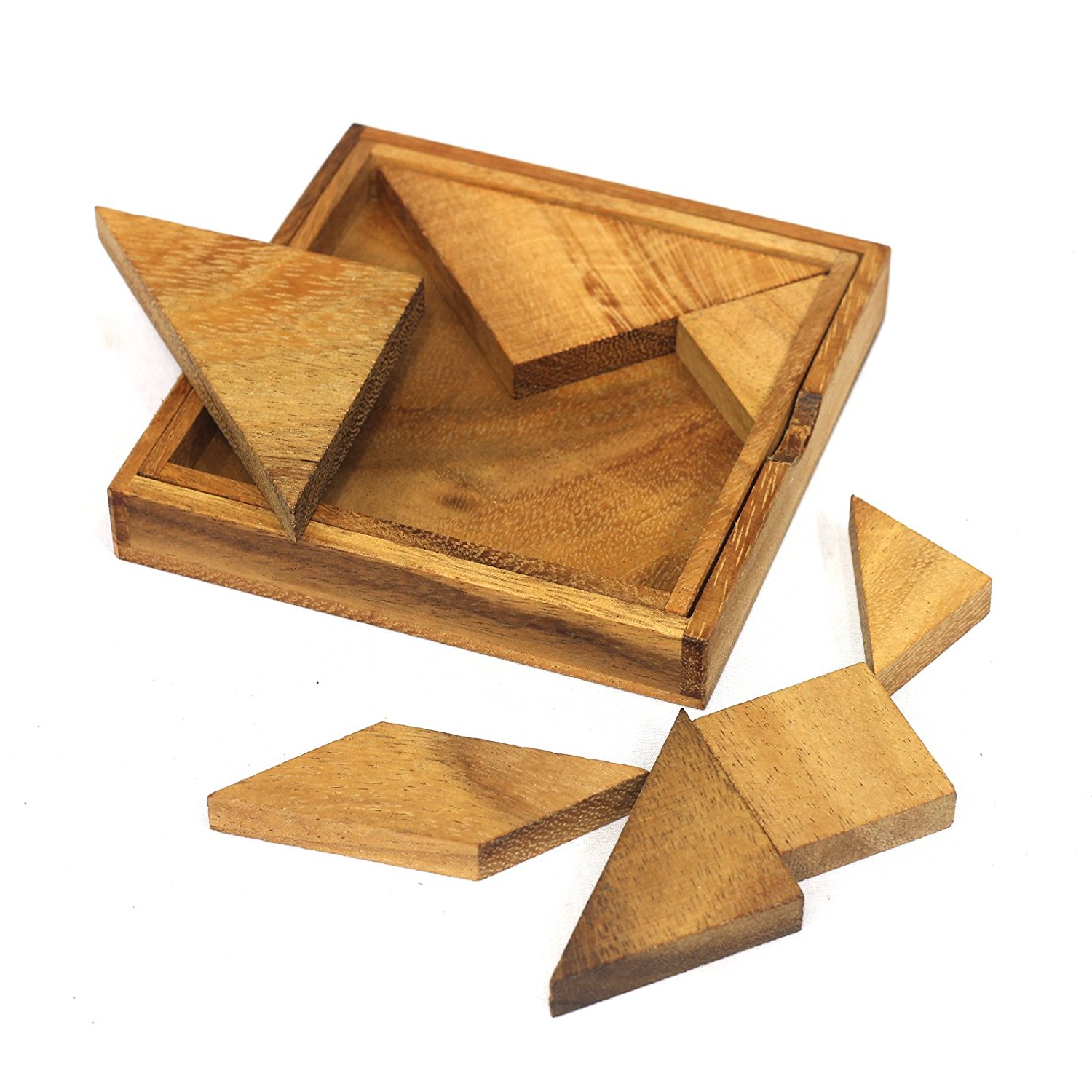 เกมส์แทนแกรมเจ็ดชิ้น จิ๊กซอว์ไม้ ของเล่นเสริมพัฒนาการ