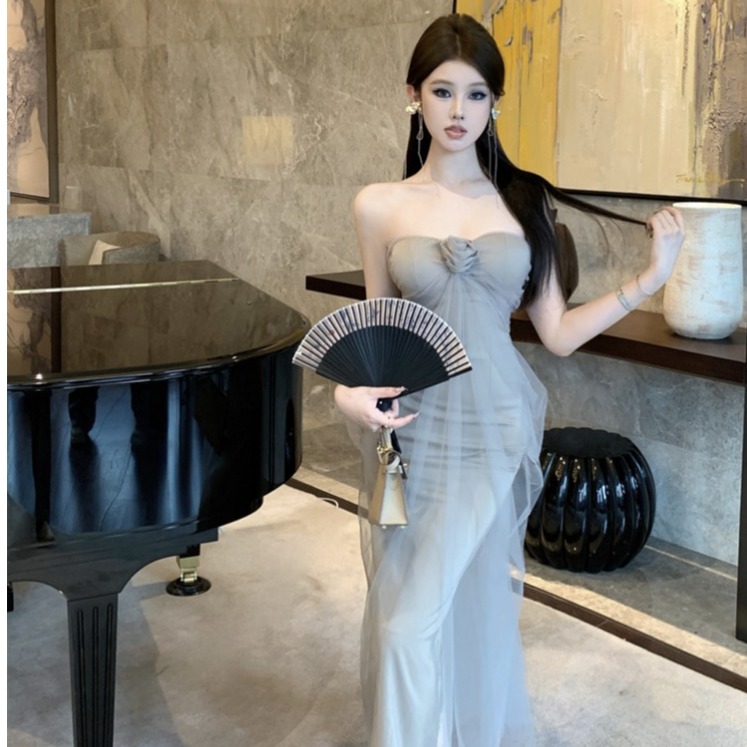 ชุดเดรสยาวสวยๆ สไตล์เกาหลี มีขนาด S M L XL สนใจทักแชท