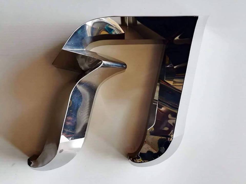 อักษรสแตนเลสเงา ยกขอบพับมุมแหลม #ป้ายตัวอักษรไทย #ป้ายอักขระไทย