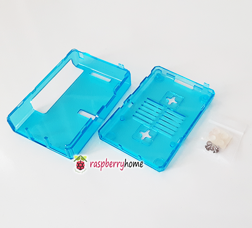 Raspberry Pi 3 Case Cover Shell Enclosure Box สีฟ้าครามโปร่งใส มีปุ่มกันลื่น มีช่อง GPIO