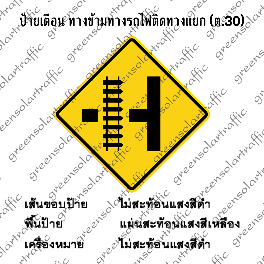 ป้ายเตือน ทางข้ามทางรถไฟติดทางแยก