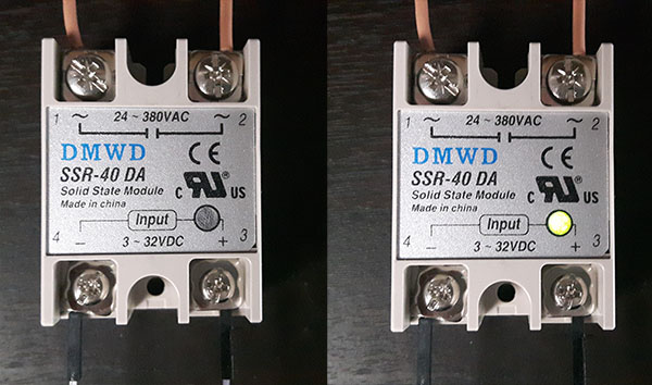 โซลิดสเตทรีเลย์ 40 แอมแปร์ solid state relay SSR-40DA 40A actually 3-32V DC TO 24-380V AC มีไฟ LED แสดงสถานะเปิด/ปิด