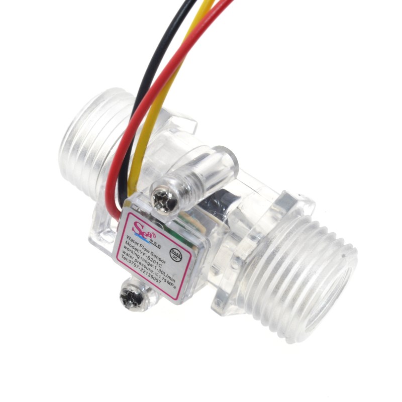 เซนเซอร์วัดปริมาณน้ำไหลผ่านท่อตัวเรือนใส transparent water flow sensor turbine flow meter