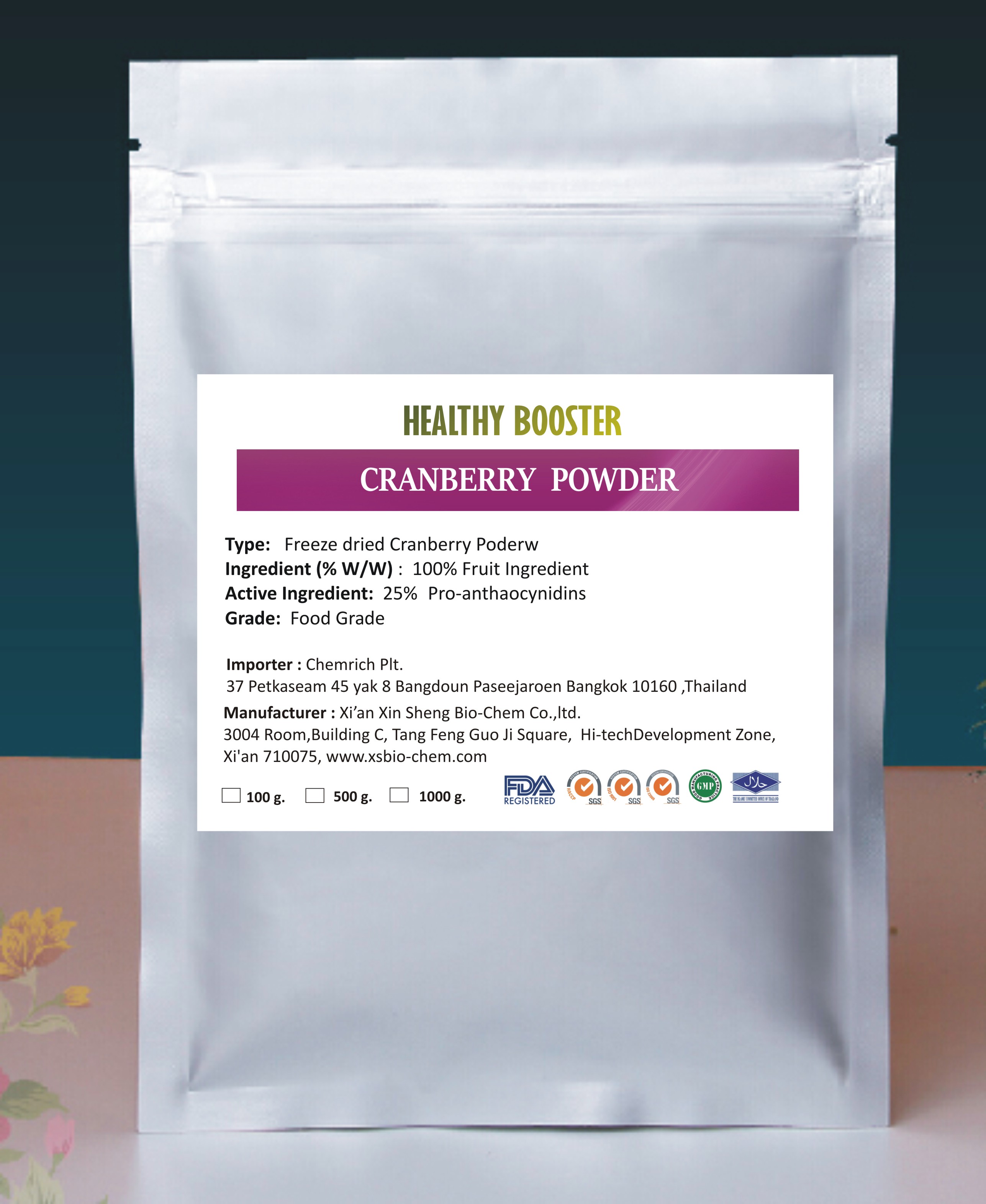 เครนเบอร์รี่ ผงเข้มข้น 100 g.
