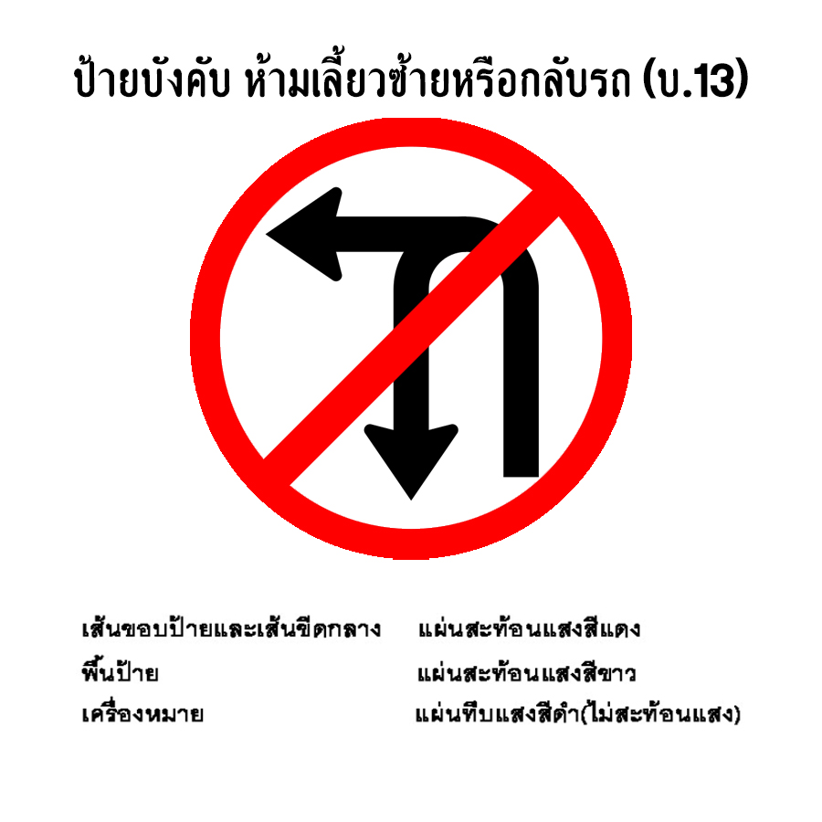 ป้ายบังคับ ห้ามเลี้ยวซ้ายหรือกลับรถ