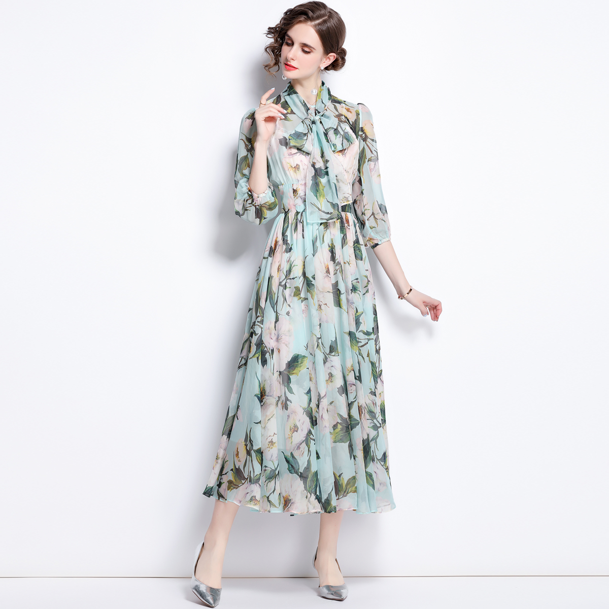 ชุดเดรสยาวสวยๆ ชุดเดรสยาวใส่สบาย ใส่ทำงาน มีขนาดS M L XL 2XL