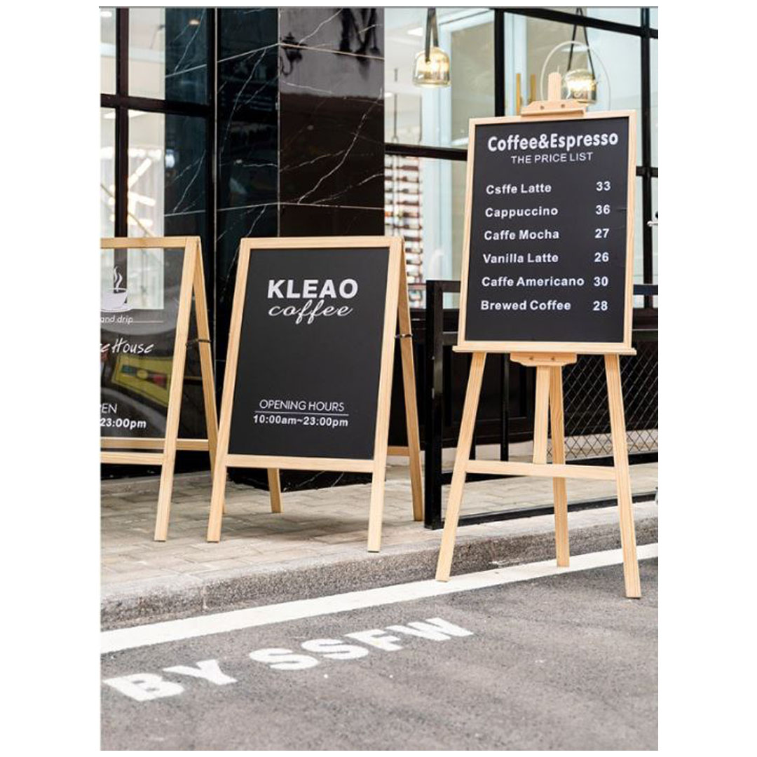 ป้ายเมนูอาหาร : เซทกระดานดำพร้อมขาตั้งไม้