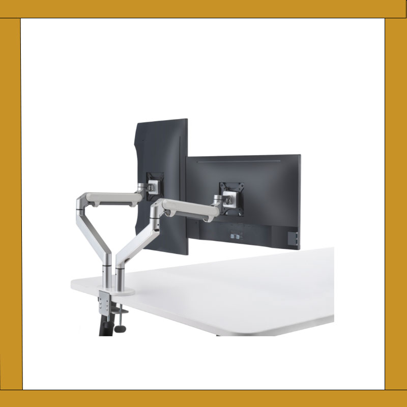 ขายึดจอคู่ปรับระดับสปริงก๊าซ Height Adjustable Dual Monitor