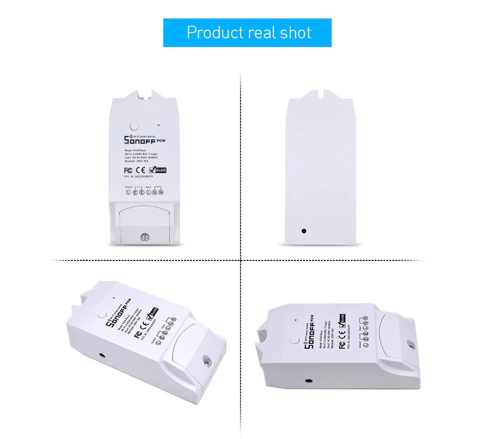 สมาร์ทสวิทช์ไร้สาย Sonoff POW R2 15A - สั่งผ่านมือถือ WiFi Wireless Smart Switch (อับโหลดโปรแกรมใหม่ได้)