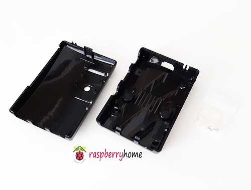 Raspberry Pi 3 Case สีดำ มีปุ่มกันลื่น มีช่องสอดสาย GPIO มีที่ติดยึดกล้องภายในตัวเรือน