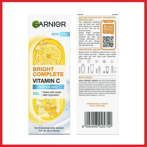 การ์นิเย่ ไบรท์ คอมพลีท วิตามินซี วอเตอร์-เจล Garnier Bright Complete Vitamin C Water-Gel : 20 ml.