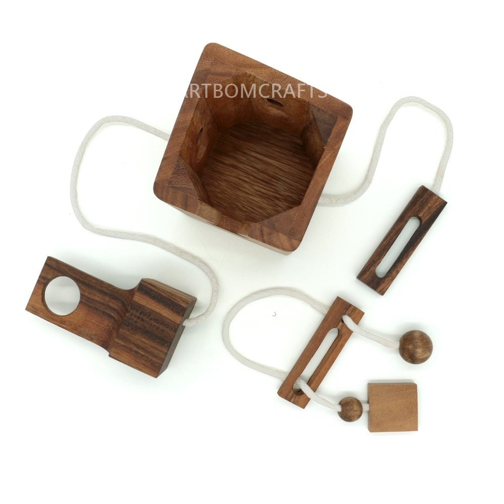 เกมส์ปมเชือกขวดไวน์ ของเล่นไม้ ของเล่นฝึกสมอง ของเล่นพัฒนาสมอง