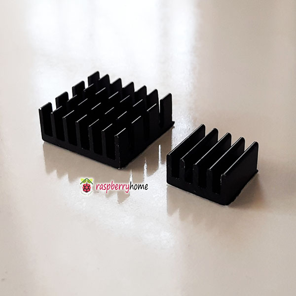 ซิงค์ระบายความร้อนอลูมิเนียม Aluminum Heat Sink Set Kit (สีดำ) 14x14 มม และ 9x9 มม For Cooling Raspberry Pi 2 & 3 จำนวน 2 ชิ้น