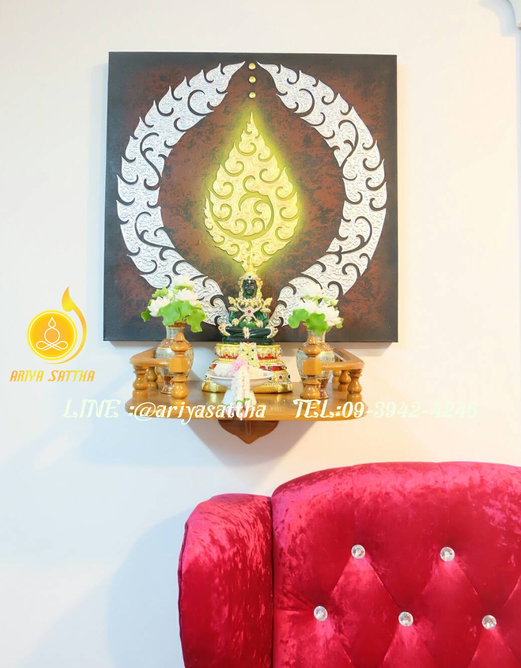 ภาพมงคล ดอกบัว เลข ๑ ขนาด 60x60 cm.ตกแต่งบ้าน ห้องพระ ของขวัญขึ้นบ้านใหม่ งาน handmade ภาพวาดปิดทองแต่งผนังบ้าน คอนโด