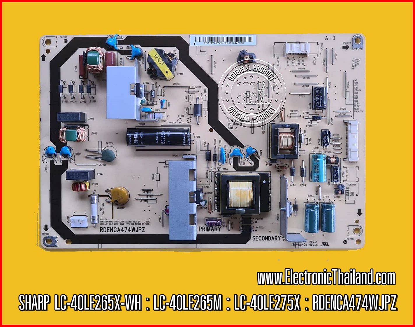 POWER SUPPLY SHARP LC-40LE265X-WH : LC-40LE265M : LC-40LE275X : RDENCA474WJPZ