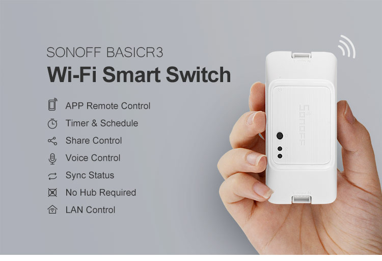 สมาร์ทสวิทช์ไร้สาย SONOFF BASICR3 - WIFI DIY Smart Switch - สั่งผ่านมือถือ (อับโหลดโปรแกรมใหม่ได้)