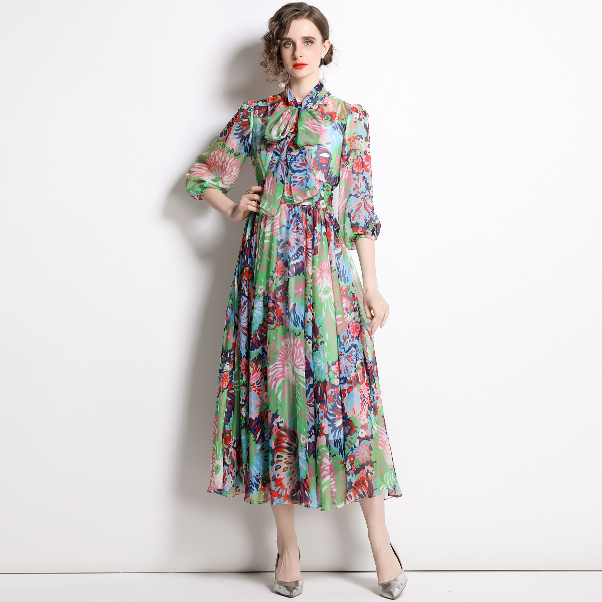 ชุดเดรสยาวสวยๆ ชุดเดรสยาวใส่สบาย ใส่ทำงาน มีขนาดS M L XL 2XL