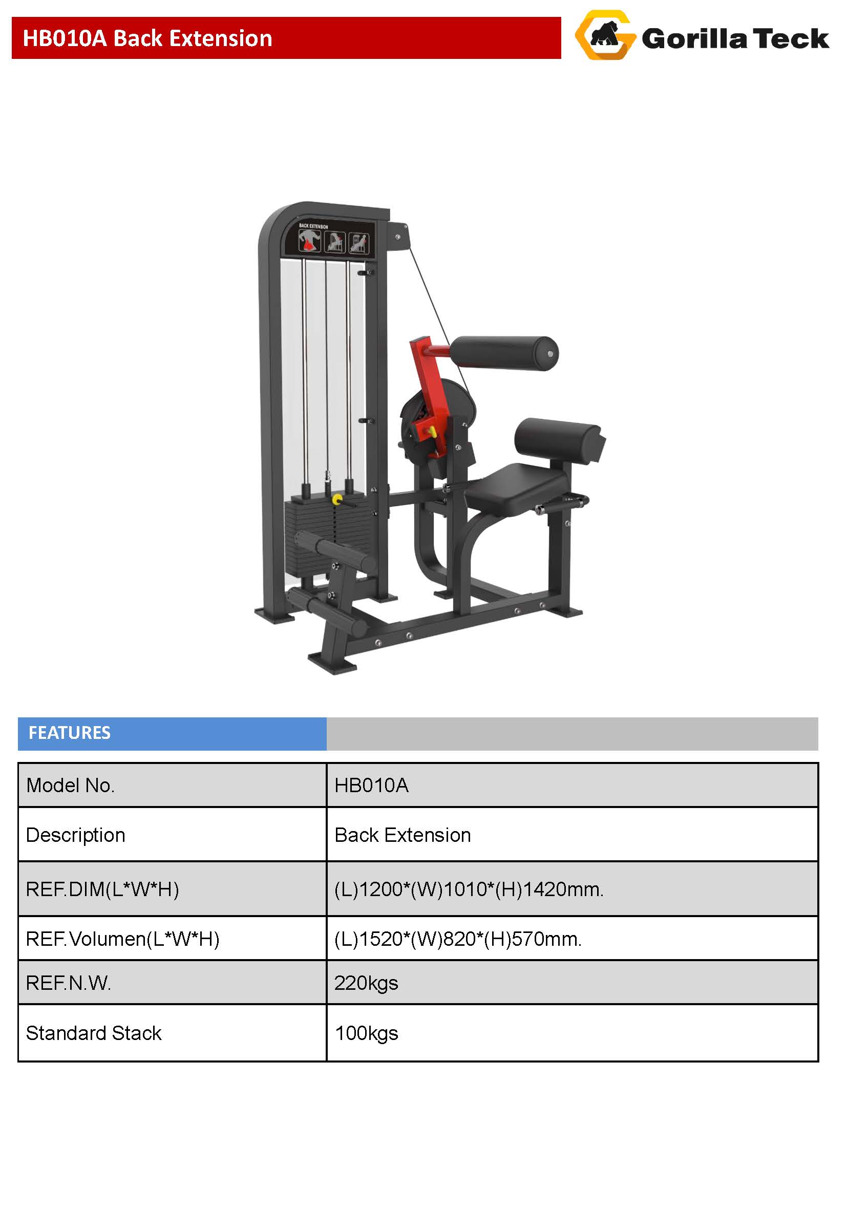 เครื่องฝึกกล้าเนื้อเดี่ยวสำหรับฟิตเนสคลับ แบรนด์ Gorilla Teck