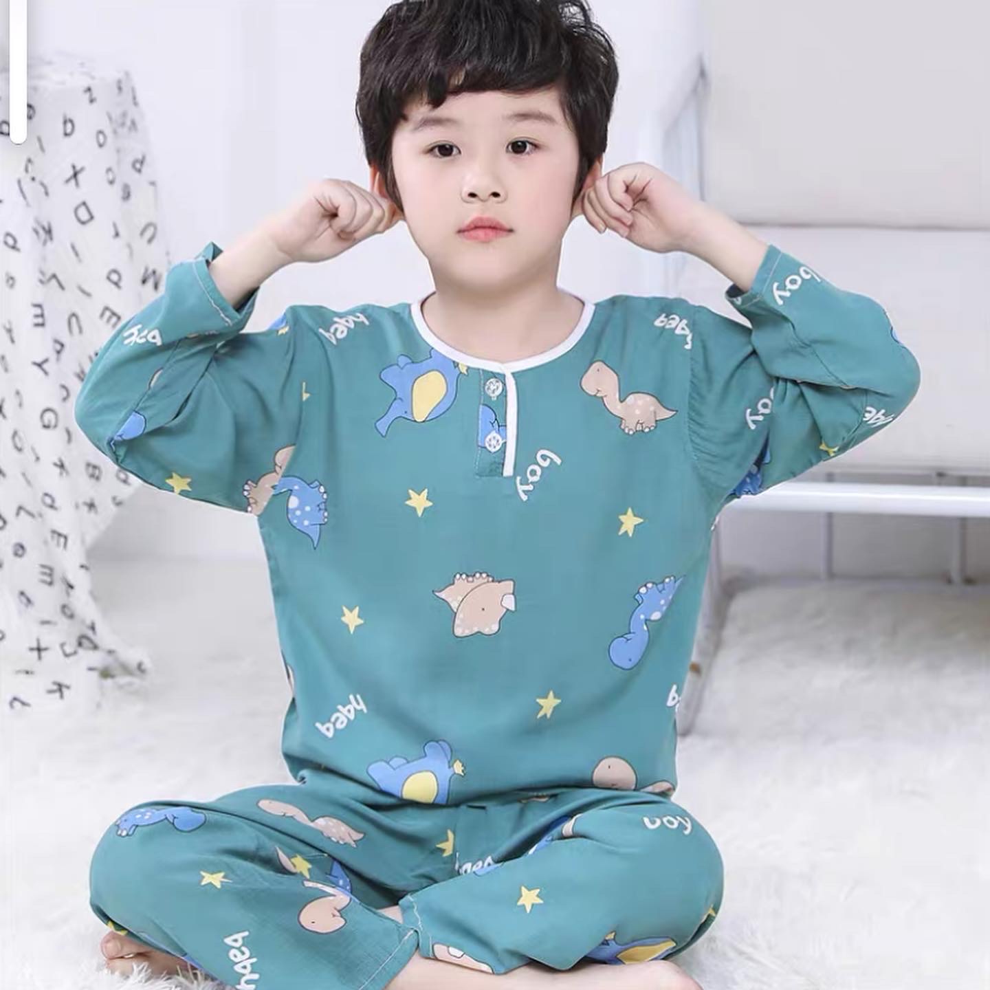 ชุดนอนเด็กชาย ผ้าบาง คอกลมขายาว